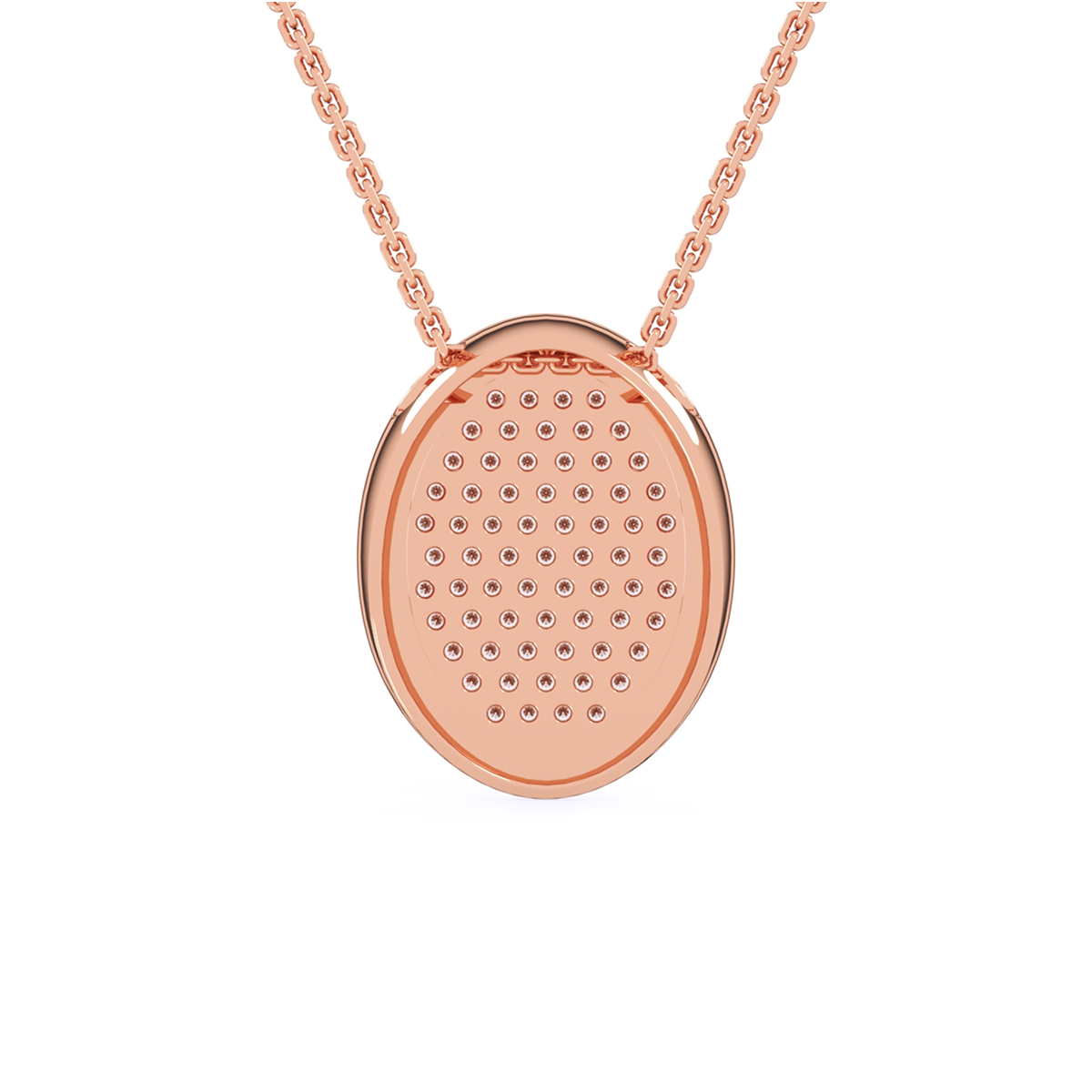 Stylish Oval Shaped Pave Diamond Necklace